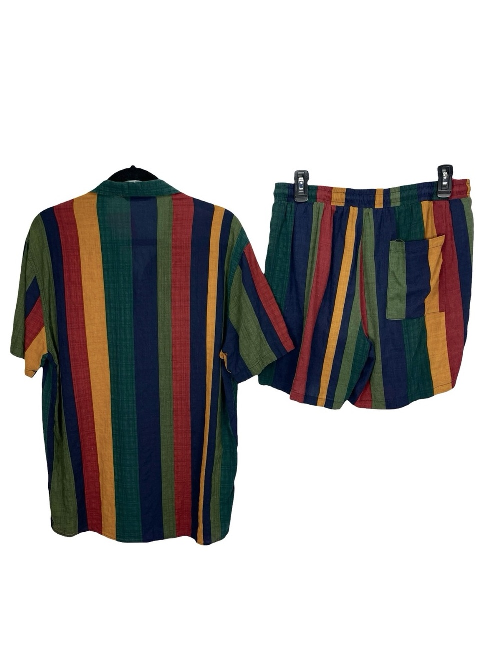 SHEIN Men's STRIPED 2-PIECE SHIRT & SHORTS Set Multicolor Size Large - Picture 3 of 6